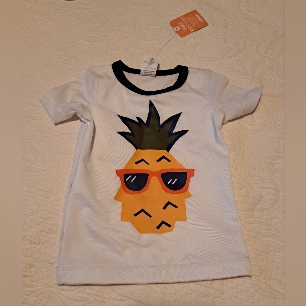 Gymboree boys size 6-12 months pineapple swim rash guard shirt, New